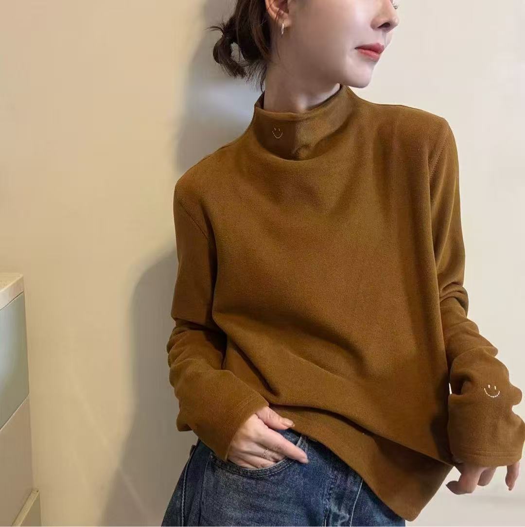 31125/韩米ya 中领小笑脸刺绣德绒打底衫-jqb-11.30