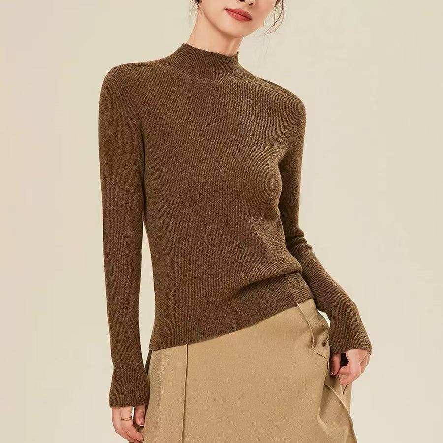 1105中领极细羊毛修身打底毛衣-py