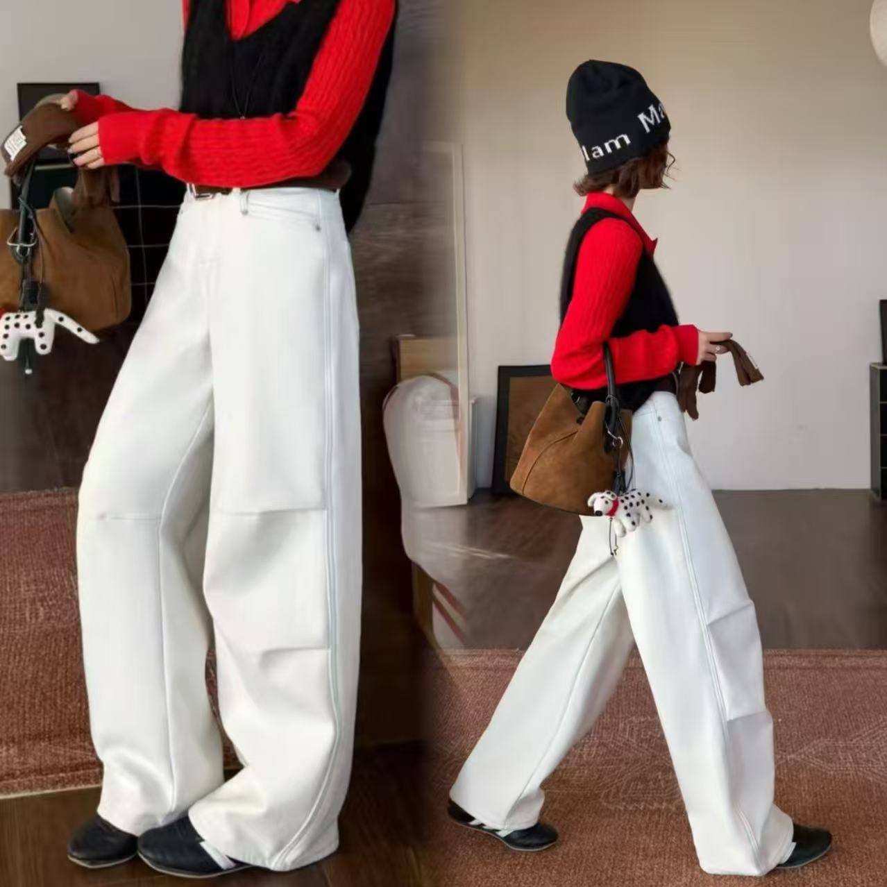 F81562-秋冬加绒裤腿褶皱休闲牛仔裤-083-11.30