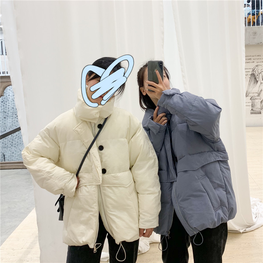Chicline2018女冬季韩版立领大衣宽松显瘦加厚保暖中长款棉衣外套