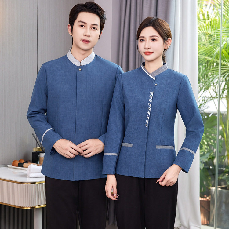 保洁服长袖秋冬装酒店宾馆客房清洁服大码浪花小区物业工装制服