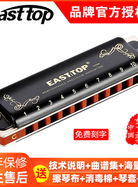 东方鼎Easttop初学入门乐器T008K十10孔布鲁斯口琴蓝调PADDY音阶
