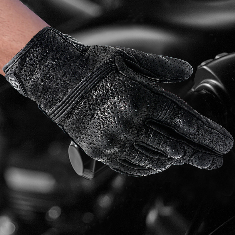 摩托车骑行手套男羊皮机车越野车春夏季薄款四季防摔透气骑士装备