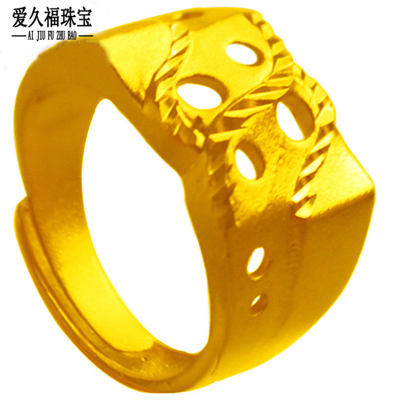 镀黄金戒指男开口指环越南镀沙金板指本命年久不褪色送男友的礼物