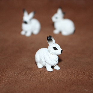 白兔幼崽 小兔子 safari 农场动物模型玩具迷你场景摆件