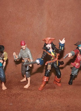 safari 仿真人偶模型玩具 加勒比海盗系列人物四件套打包及火药桶