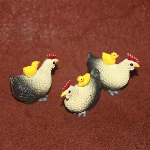 safari 黄母鸡背小鸡 仿真农场动物模型玩具场景摆件
