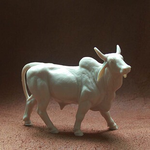 热带牛未上色白模 瘤牛 safari 仿真农场动物模型玩具场景摆件
