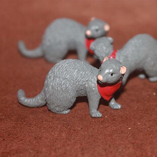 safari 灰色雪貂鼠 仿真野生动物模型玩具场景摆件