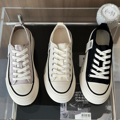 厚底透气网面冰丝板鞋系带小白鞋