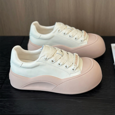 厚底真皮面包鞋小白鞋运动板鞋女