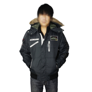ME深墨绿色刺绣修身短款男士棉衣