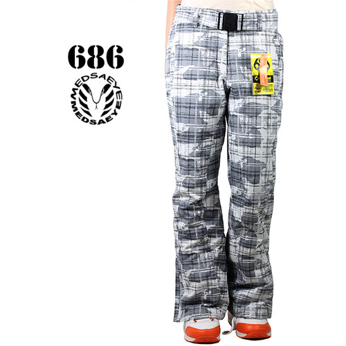 MEDSAEYE 686腰带款灰白色女士羽绒棉双板滑雪裤