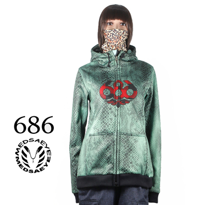 MEDSAEYE 686绿蛇纹女士滑雪帽衫/单板滑雪服