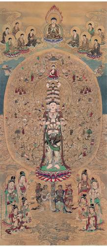 千手观音菩萨画像台湾画家江逸子居士喷绘临摹高清电子版大图