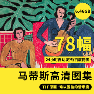 马蒂斯高清油画电子版 饰喷绘高清临摹素材 大图野兽派人物抽象装