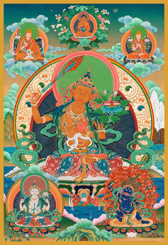 唐卡立轴绢本090824-1电子版装饰画彩绘壁画喷绘高清临摹素材