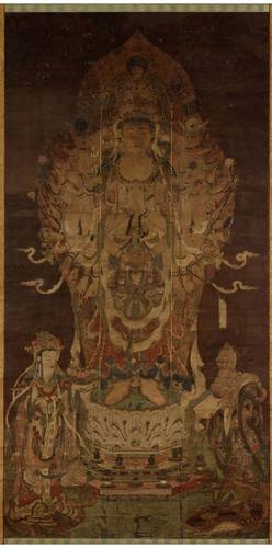 千手观音像絹本着色高清装饰画喷绘临摹高清电子版大图