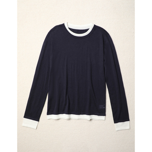 纯羊绒圆领假两件撞色针织衫 春夏时髦不费力 毛衣 TOWN TANG