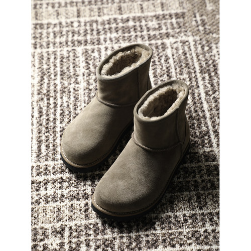 TANG TOWN 时髦勃肯雪地靴 丝光牛反绒 保暖加厚羊毛 短筒靴 冬