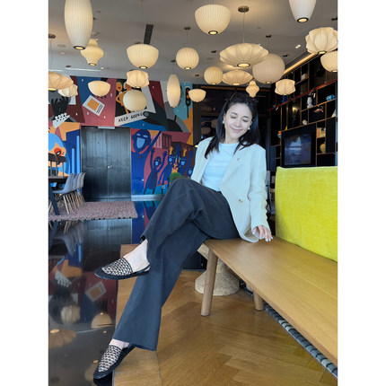 TANG TOWN 自制 细腻水洗全棉 宽松褶裥 挺括显瘦直筒裤/阔腿裤