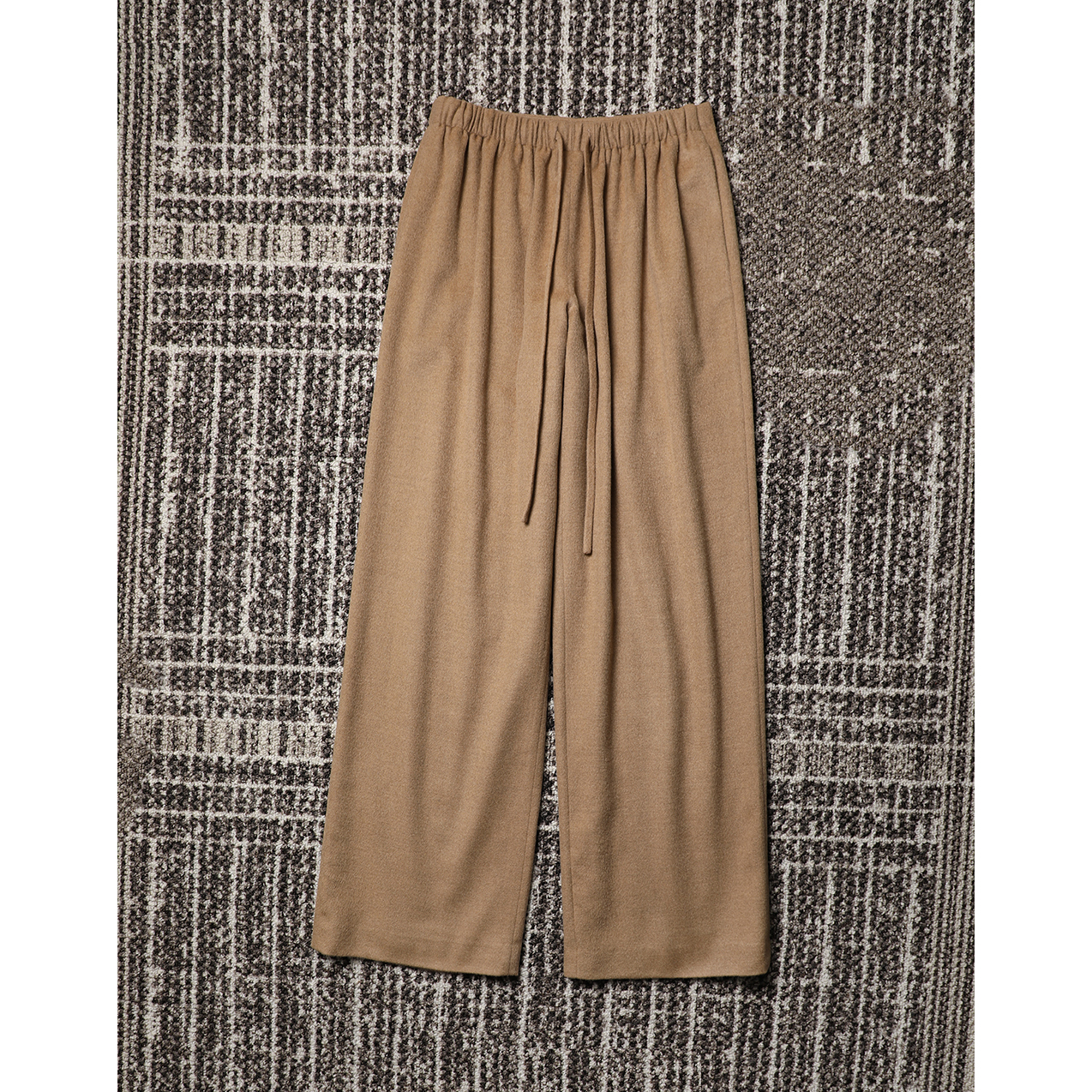 TANG TOWN自制 佰搭极简松弛好穿抽绳松紧腰精纺山羊绒空气直筒裤