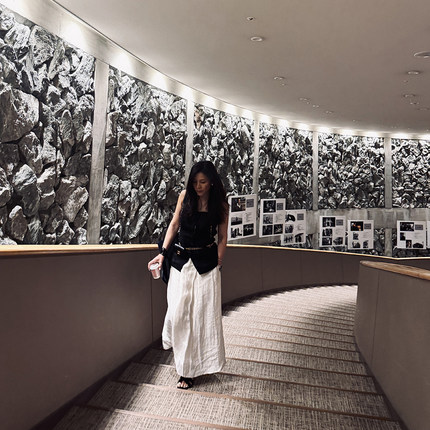 TANG TOWN自制华夫格亚麻半裙 轻盈“氧气感”时髦立体宽褶长半裙