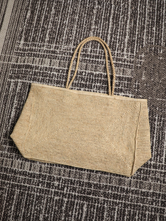 度假氛围感原草色手拎单肩包 手工拉菲草大容量草编包 TANG TOWN