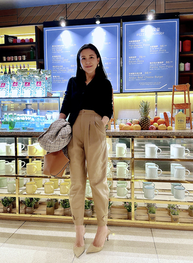 汤汤2004 沙漠色皮裤欧美风纯小羊皮裤子收口裤显高显瘦TTHL24004