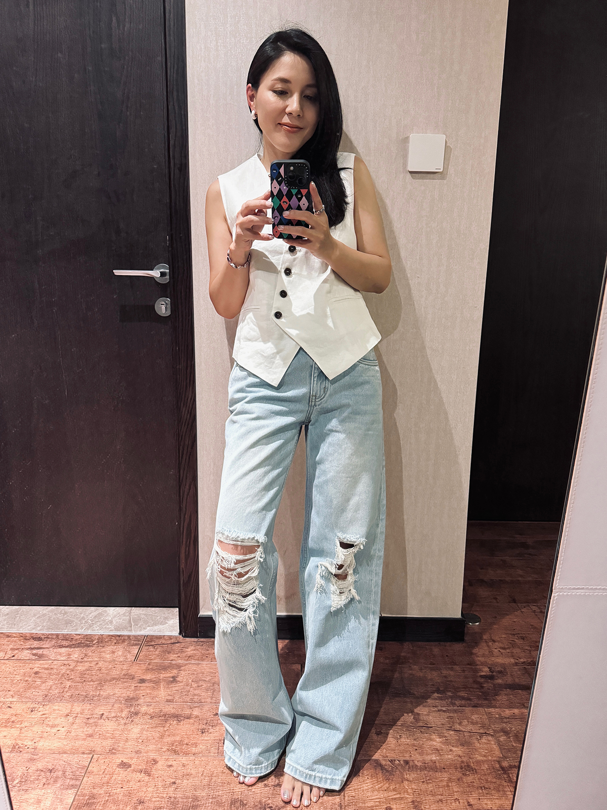 TANG TOWN 顺应材质本身 老钱腔调 舒适亚麻西装式马夹 女