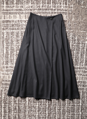 TANG TOWN 自制 高质感日常/职场多元场景 纯羊毛连腰褶皱A摆半裙