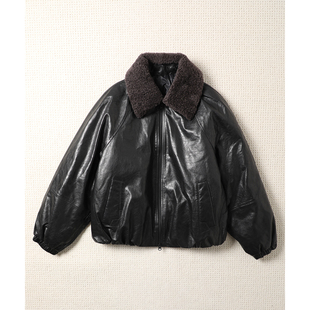 TANG 可拆卸羊羔毛领白鹅绒皮羽绒外套 TOWN重磅高端酷飒油蜡羊皮