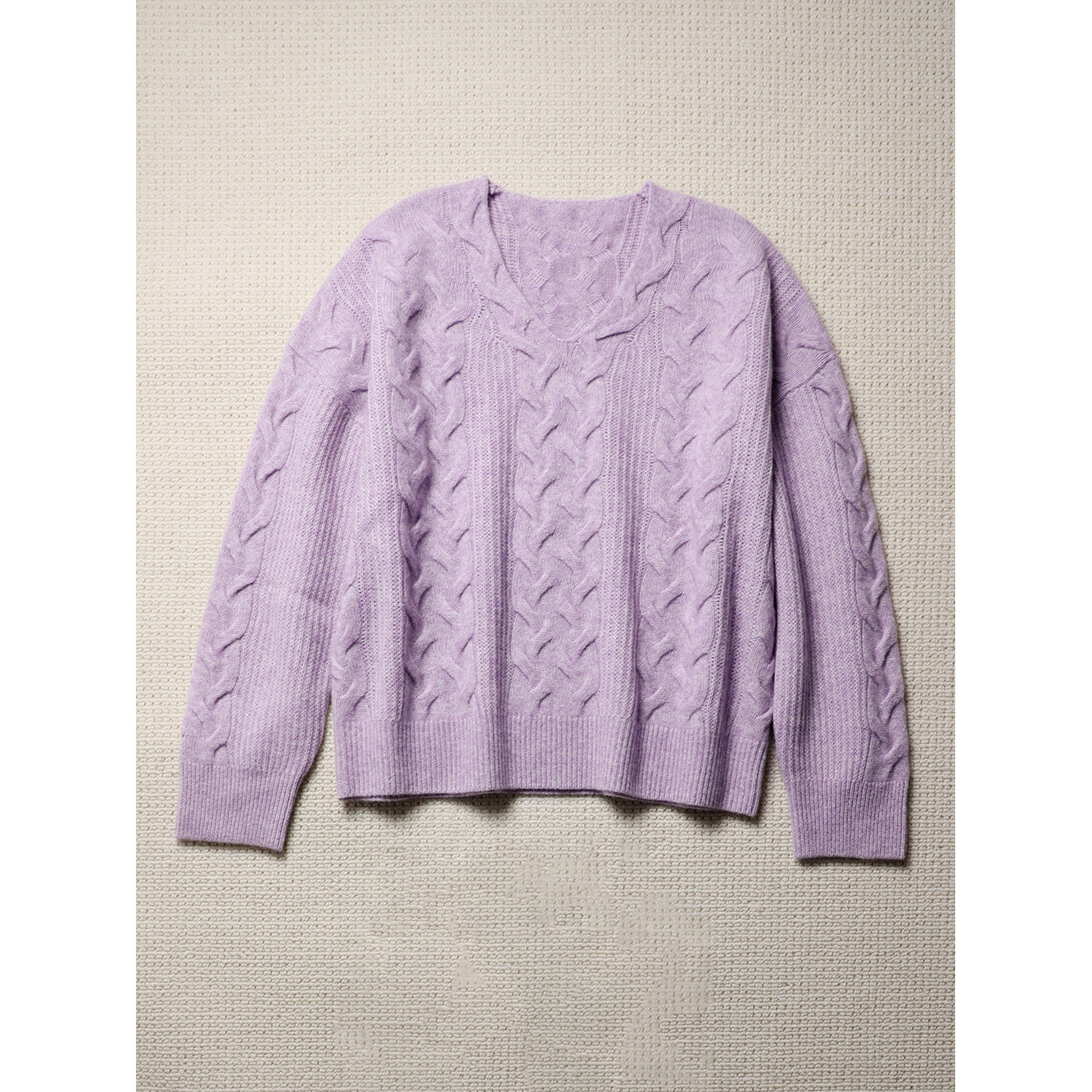 TANG TOWN 温暖舒适爱不释手 纯羊绒 松弛艺术绞花V领针织衫/毛衣