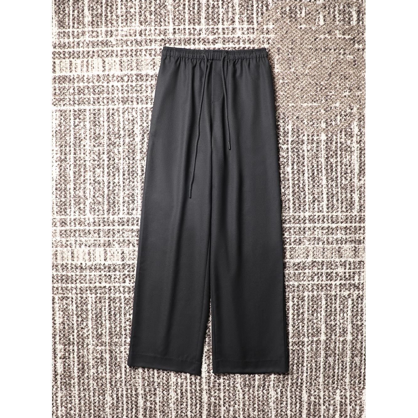 TANG TOWN自制懒人松弛百搭 一片式全羊毛垂坠显瘦抽绳空气直筒裤