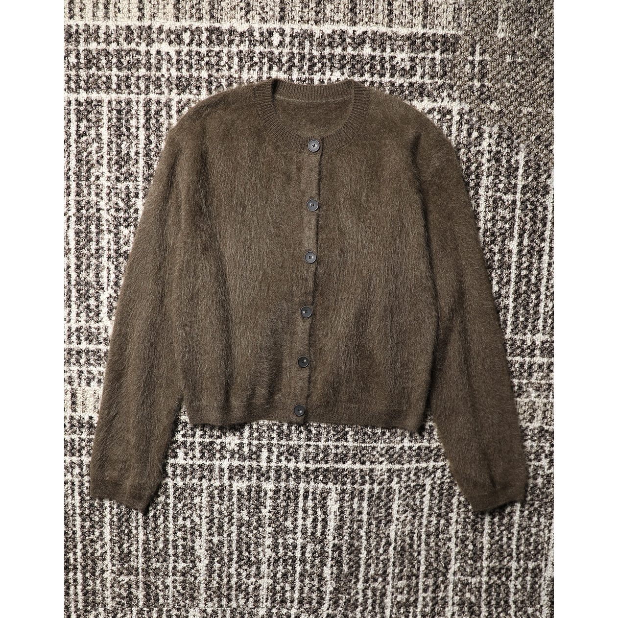 TANG TOWN奢华质感 高密长毛拉绒1oo%羊绒 蓬松亲肤针织开衫/毛衣