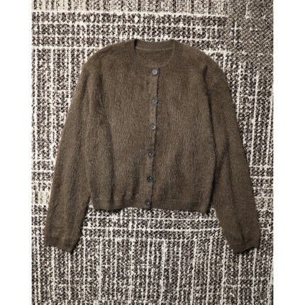 TANG TOWN奢华质感 高密长毛拉绒1oo%羊绒 蓬松亲肤针织开衫/毛衣