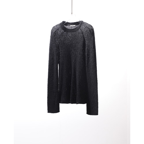 TANG TOWN自制 上身自带“时髦光环”棉混纺黑银丝精致时装针织衫