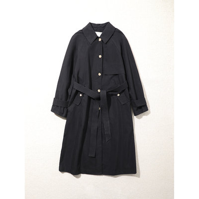 TANG TOWN 26早春新品 高品质精梳棉 挺阔悬垂单排扣系带风衣外套