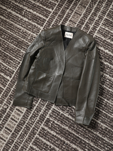 TANGTOWN 橄榄绿西班牙进口A级绵羊皮皮衣百搭短款外套