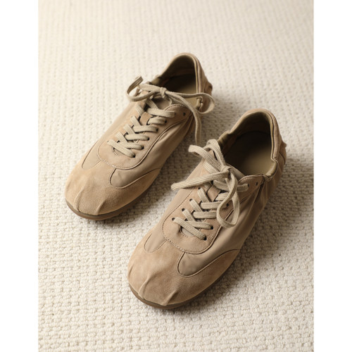 TANG TOWN 春夏 超软舒适好穿 复绒面拼接皮革休闲阿甘鞋/德训鞋