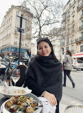 TANG TOWN自制造型神器 1OO%山羊绒高领开衩多穿法针织披肩大围脖