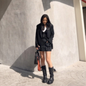 A字腰带短裙裤 TANG 半裙 高腰长腿显瘦经典 TOWN 自制黑灰羊毛工装