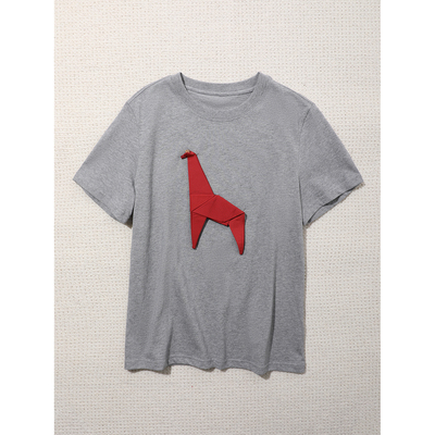 TANG TOWN 26年夏季新品 精纺棉 手工定位热压折纸马圆领短袖T恤