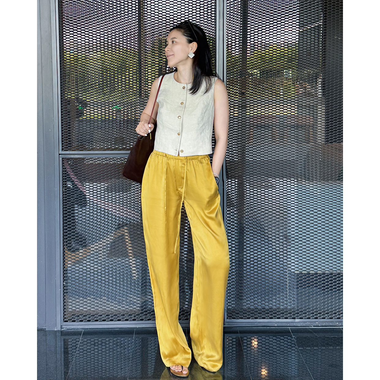 TANG TOWN 自制~【夏日精品】文艺复古腔调 極简时髦亚麻马甲女