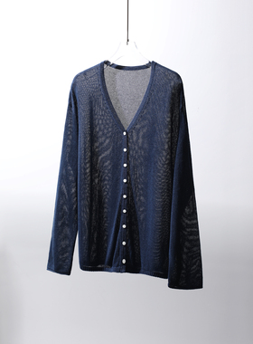 TANG TOWN慵懒文艺空气感 莫代尔和纸纱麻感肌理长袖防晒针织开衫