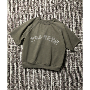 时髦中袖 蓬松高密荃棉针织毛圈 双面穿字母短卫衣 TOWN自制 TANG