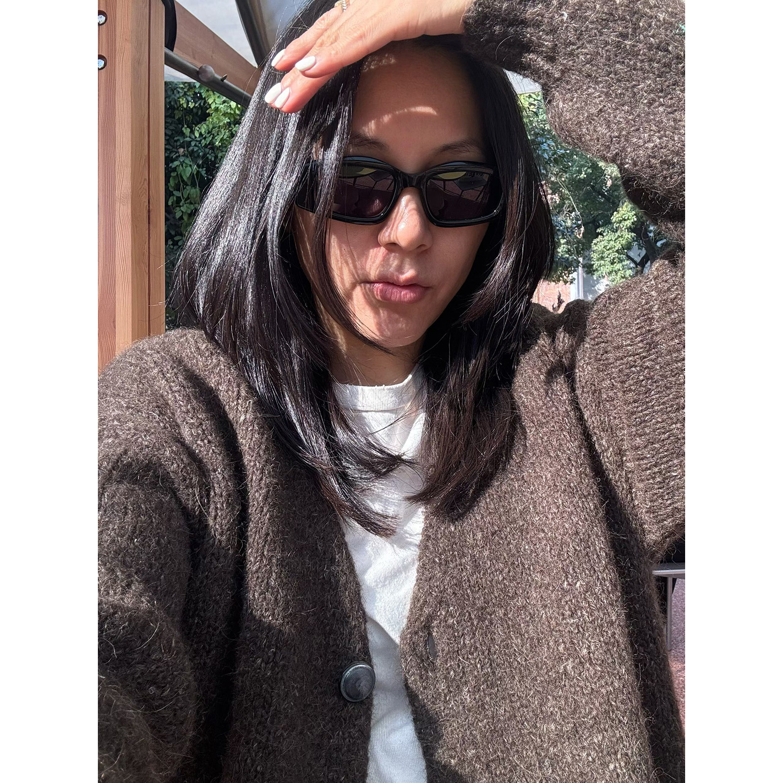 TANG TOWN单穿/叠搭皆可实现出街造型粗针羊驼毛亚麻混纺毛衣开衫