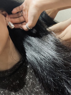 TANGTOWN 百搭女TTOD019 精选时髦大豌豆银色半银耳环女2025年新品