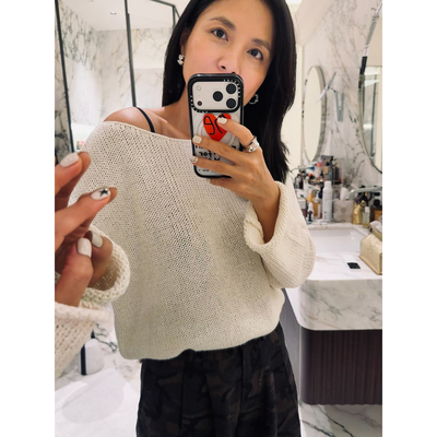 TANG TOWN自制 自在随性与气场并存 尽释艺术美感 亚麻棉针织罩衫