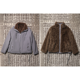 哈灵顿摇粒绒廓形夹克外套 立领双面穿造型 25秋冬 TOWN TANG